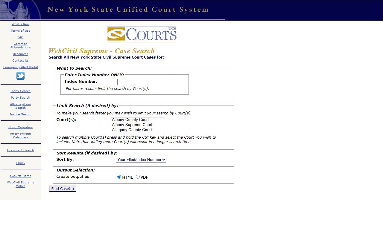 WebCivil Supreme Monroe County court records search portal