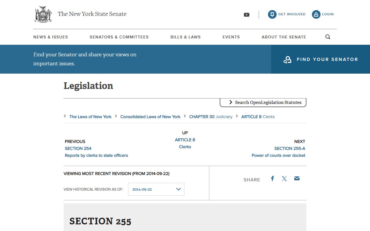 New York Judiciary Law section 255 governing Monroe County court record access