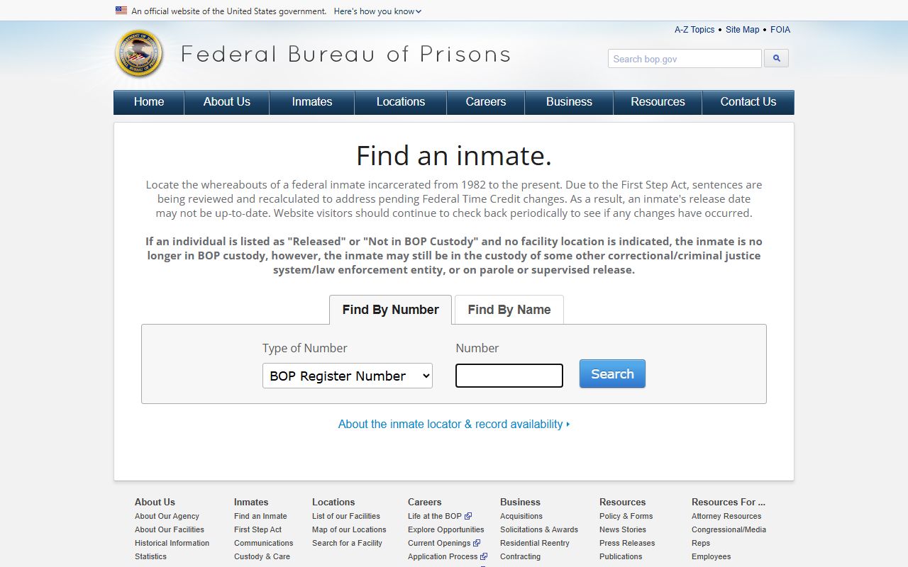 Federal Bureau of Prisons inmate locator for released Monroe County federal inmates