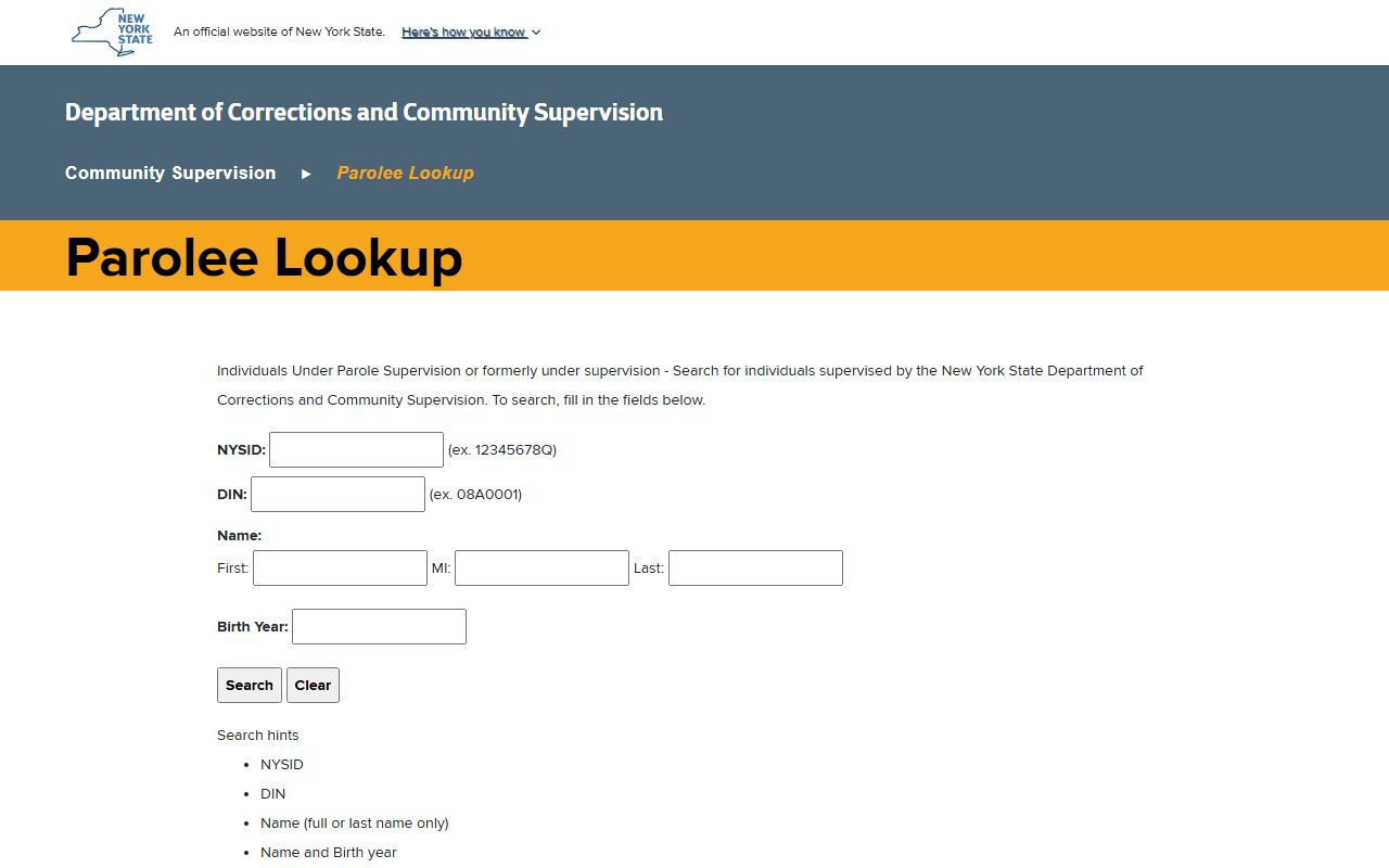 New York DOCCS parolee lookup for released Monroe County supervisees